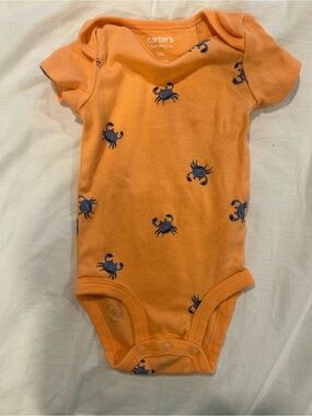 carter's Orange Bodysuit with Navy Crab Print